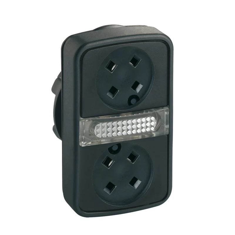 Head For Illuminated Double Headed Push Button, Harmony XB5, 2 Flush Whitout Cap, 22mm, 1 Central Pilot Light, Unmarked