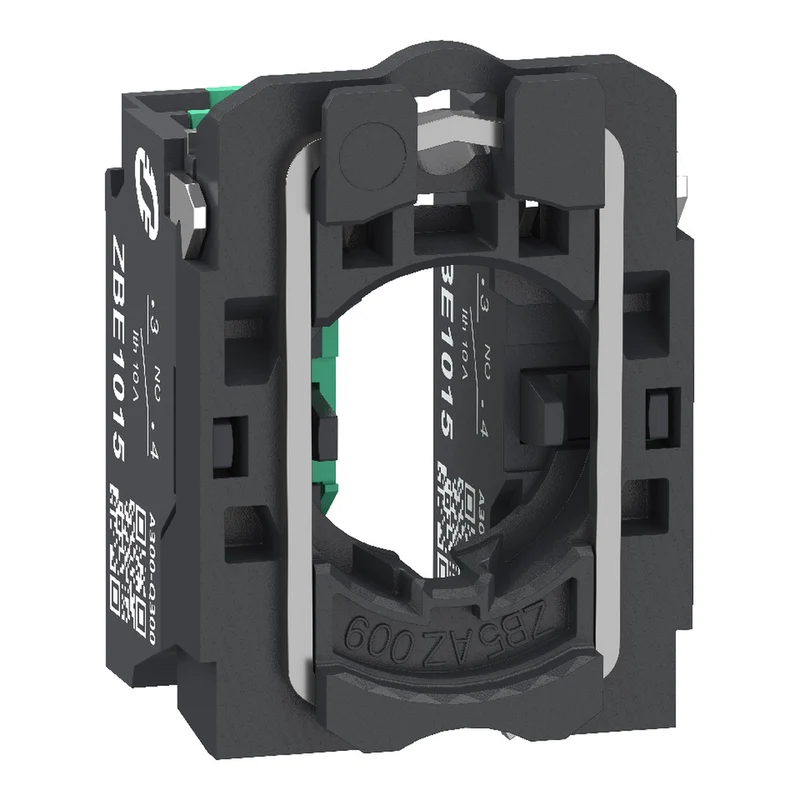 Complete Body Contact Assembly, Harmony XB5, Single Contact, With Fixing Collar, Plastic, 2NO, Compact Push In Terminals