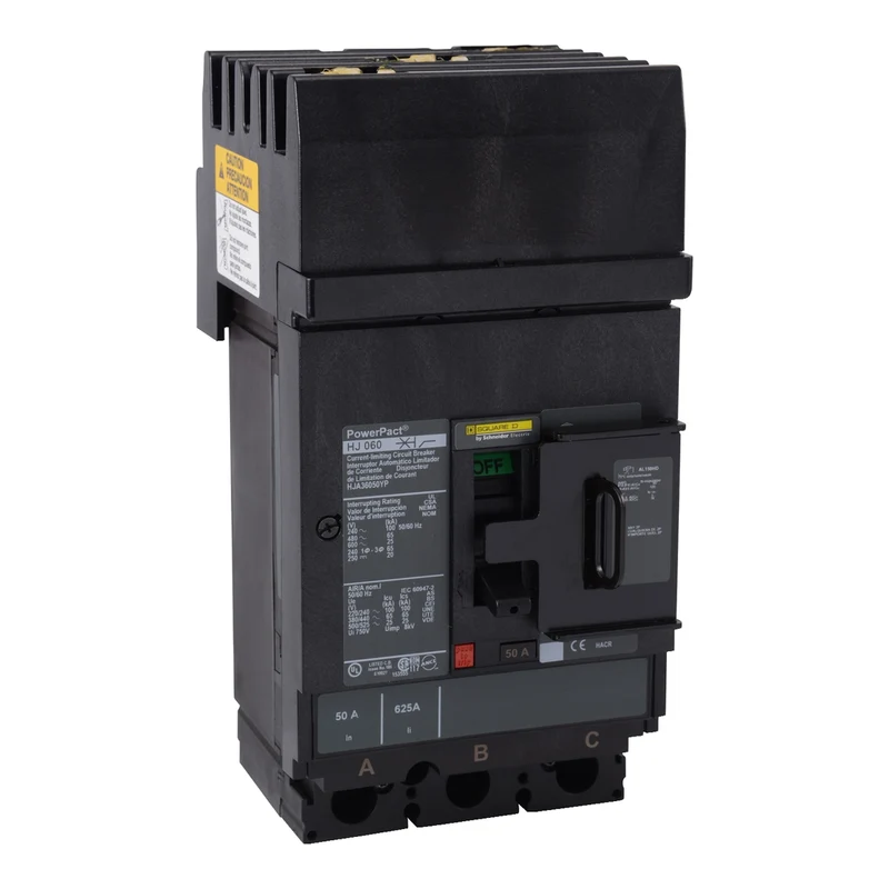 Circuit Breaker, PowerPacT H, 125A, 3 Pole, 600VAC, 25kA, I-Line, Thermal Magnetic, 80%, Padlock Handle, ABC