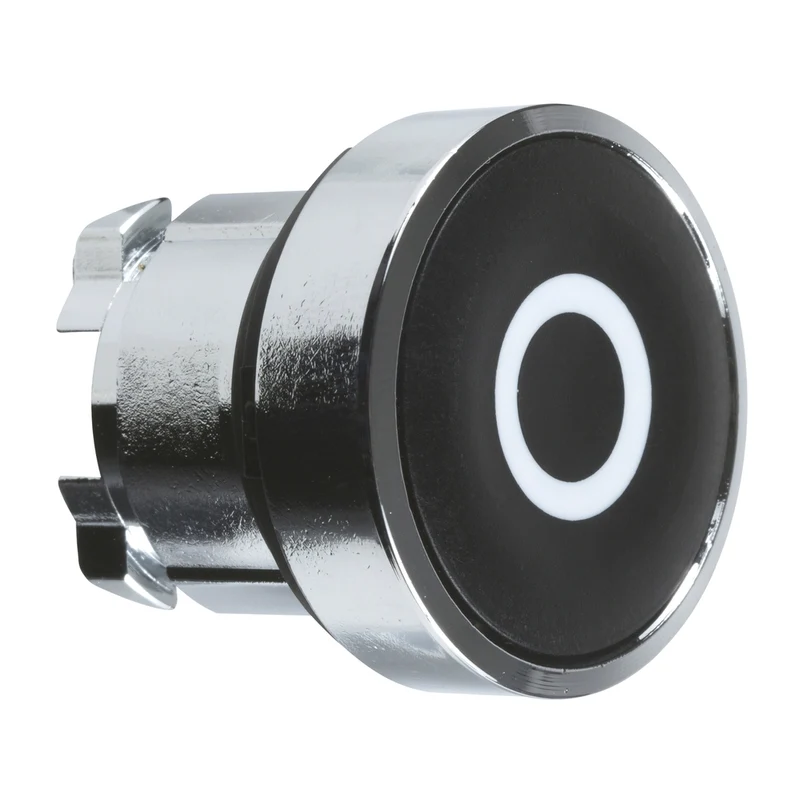 Head For Non Illuminated Push Button, Harmony XB4, Metal, Flush, Black, 22mm, Spring Return, Marked O