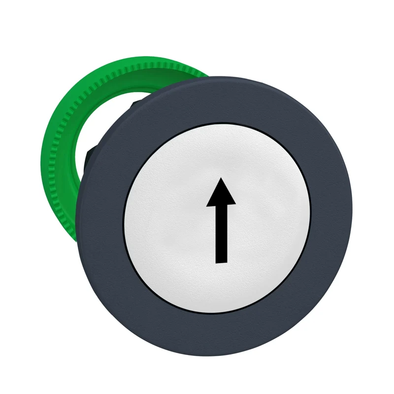 Flush Mounted Projecting Push Button Head, Harmony XB5, Plastic, White, 30mm, Spring Return, Marked UP ARROW