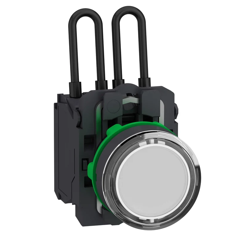 Push To Test Pilot Light, Harmony XB5, Universal LED, White, Plastic, 22mm, 110...120V