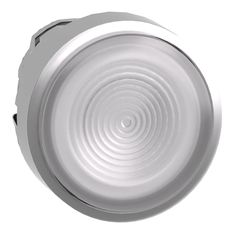 Head For Illuminated Push Button, Harmony XB4, Metal, White Flush, 22mm, Universal LED, Spring Return, Grooved Lens