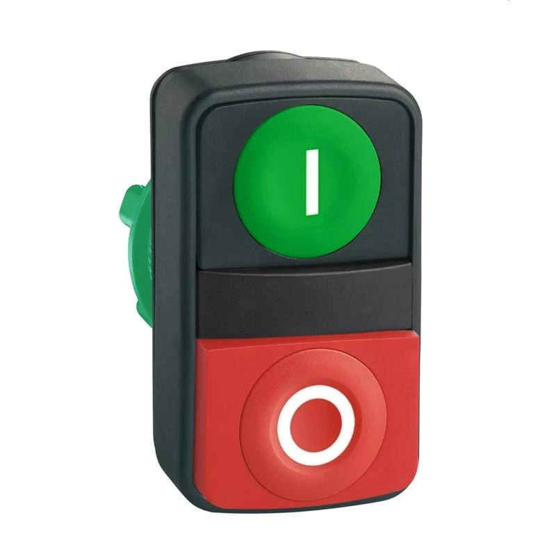 Head For Double Headed Push Button, Harmony XB5, 1 Green Flush, 1 Red Projecting, 22mm, Spring Return, Unmarked