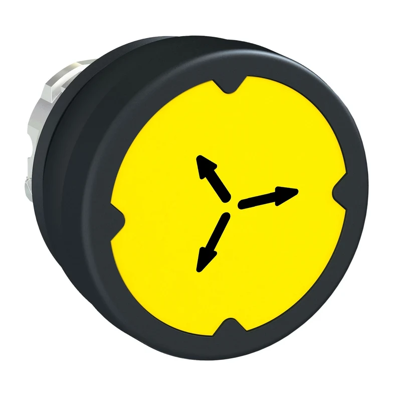 Head For Push Button, Harmony XB4, Metal, Flush, Yellow, 22mm, Spring Return, For Harsh Environment, Marking Legend Rotated 90°