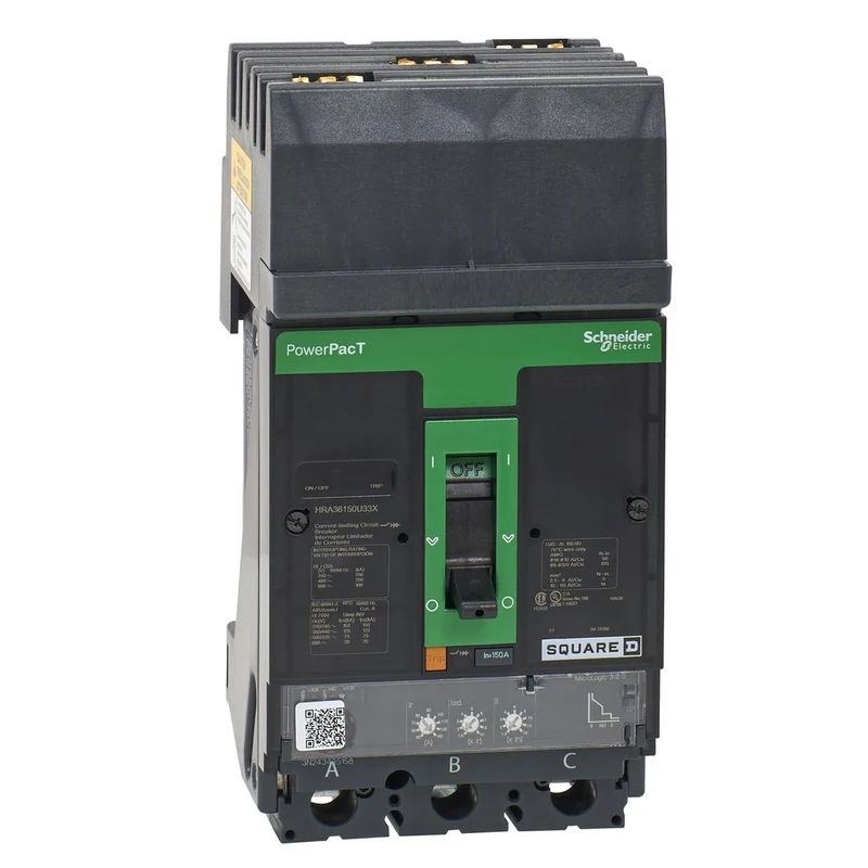 Circuit Breaker, PowerPacT H, 150A, 3 Pole, 600VAC, 100kA, I-Line, Micrologic 3.2S, 80%, ABC