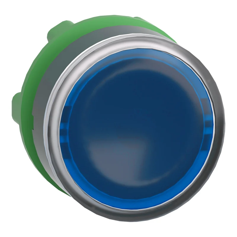 Head For Illuminated Push Button, Harmony XB5, Blue Flush, 22mm, Universal LED, Push To Release, Unmarked