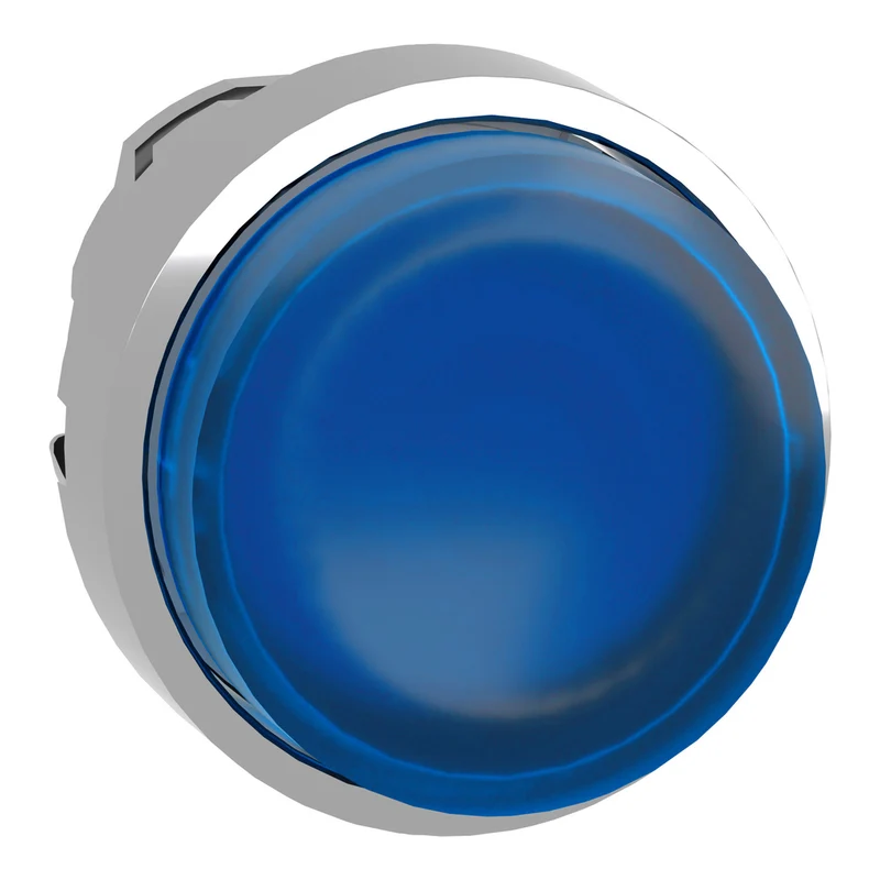 Head For Illuminated Push Button, Harmony XB4, Metal, Blue Projecting, 22mm, Push Push, Universal LED, Unmarked