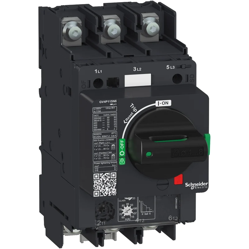 Motor Circuit Breaker, TeSys GV4, 3P, 115A, Icu 50kA, Thermal Magnetic, Lugs Terminals
