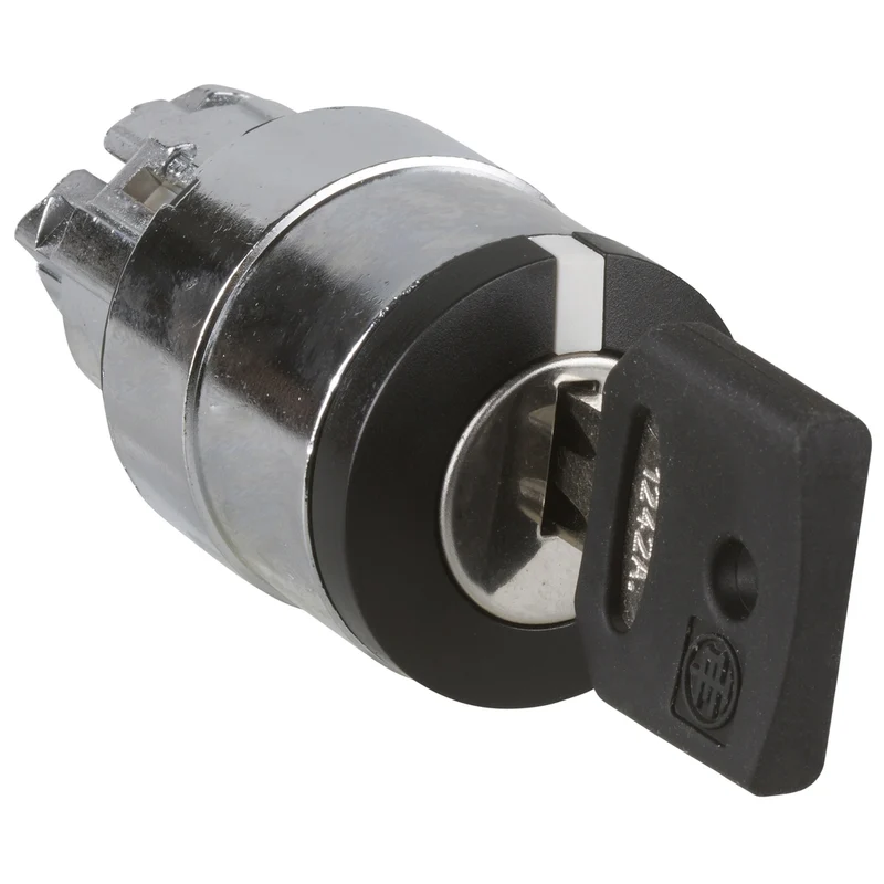 Head For Key Selector Switch, Harmony XB4, Black Key, 22mm, 2 Positions, Left Key Withdrawal, 1242A