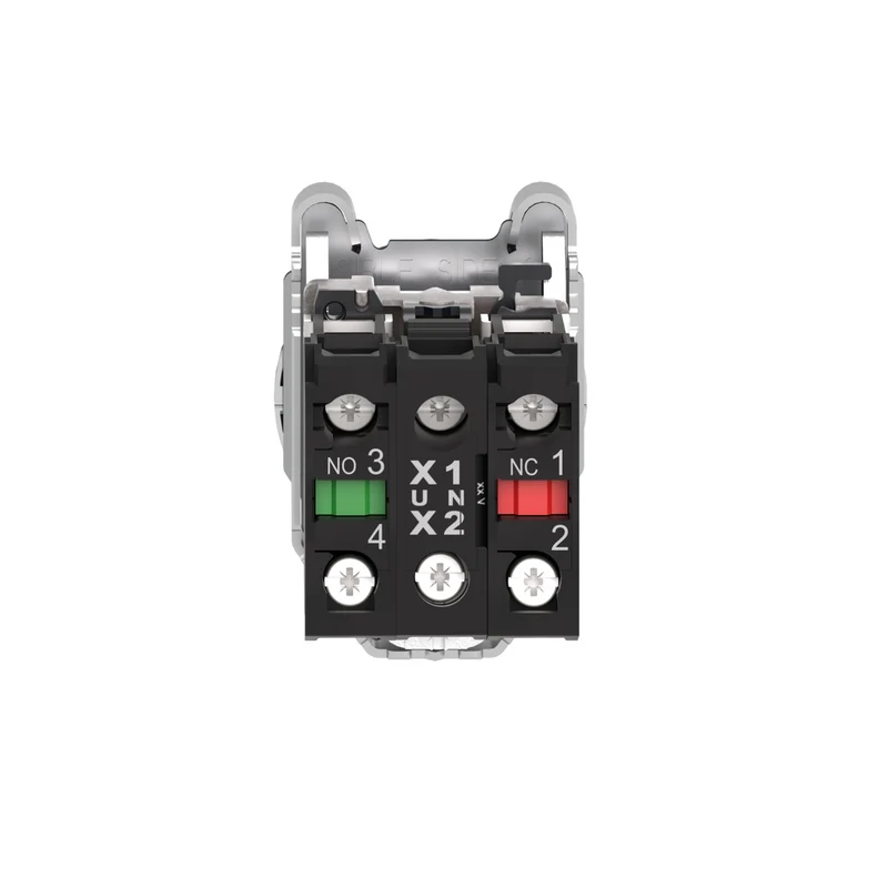 Illuminated Selector Switch, Harmony XB4, Metal, Orange Handle, 30mm, Universal LED, 2 Positions, 1NO + 1NC, 110...120V AC
