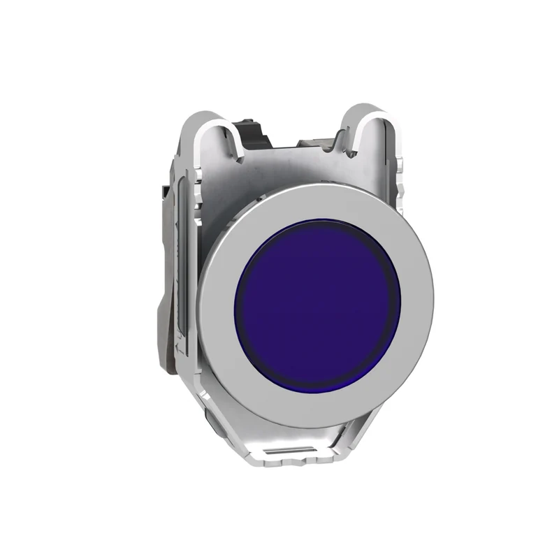 Pilot Light, Harmony XB4,Metal, Blue Flush Mounted, 30mm, Plain Lenswith Universal LED, 110…120V AC