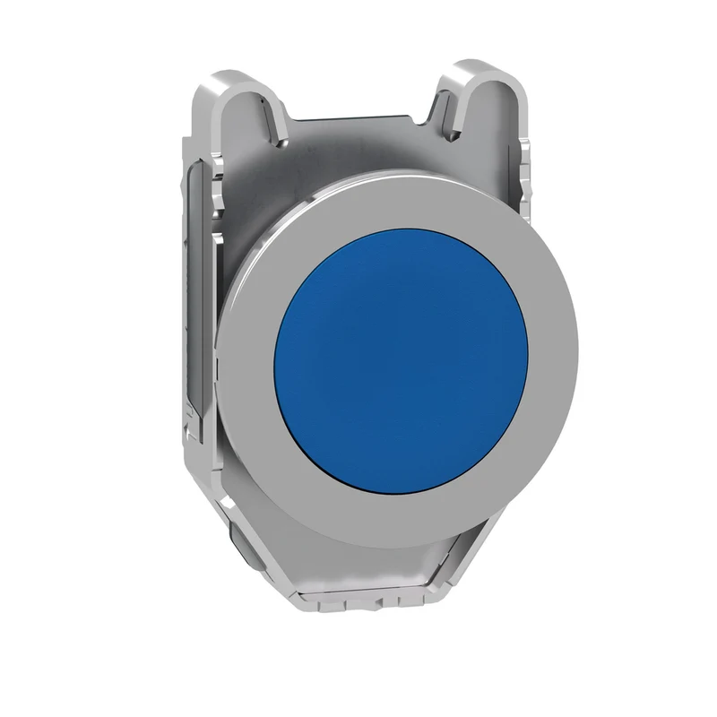 Flush Mounted Push Button Head, Harmony XB4, Metal, Blue, 30mm, Spring Return, Unmarked