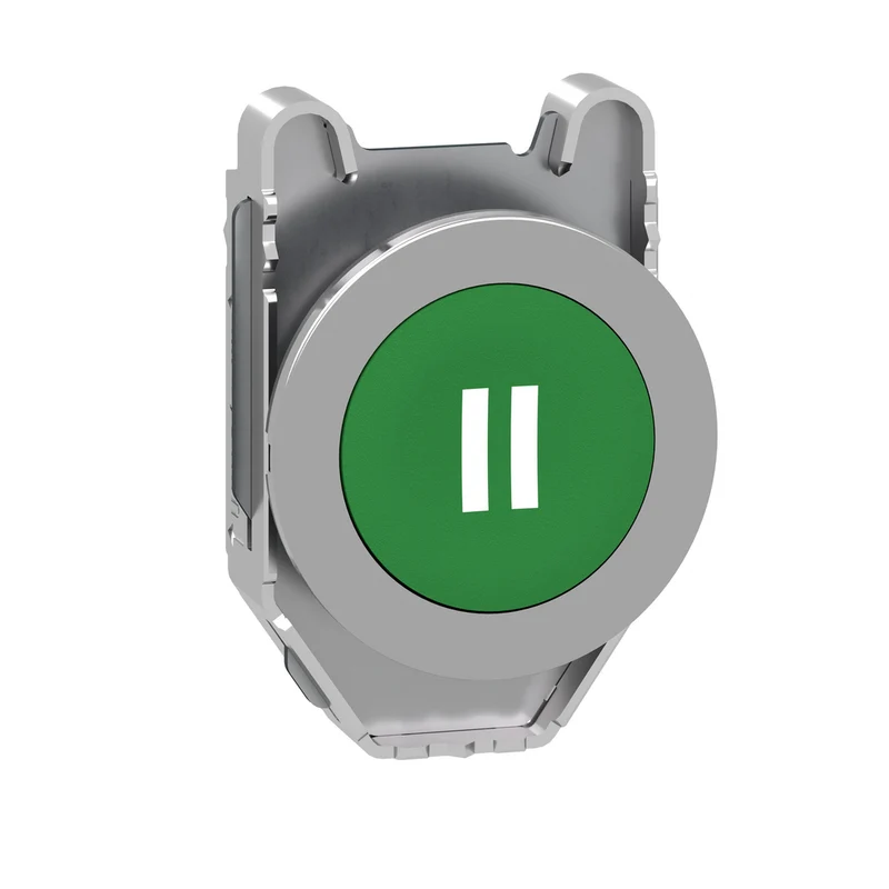 Head For Illuminated Push Button, Harmony XB4, Metal, Green Flush, 30mm, Spring Return, White Marked II