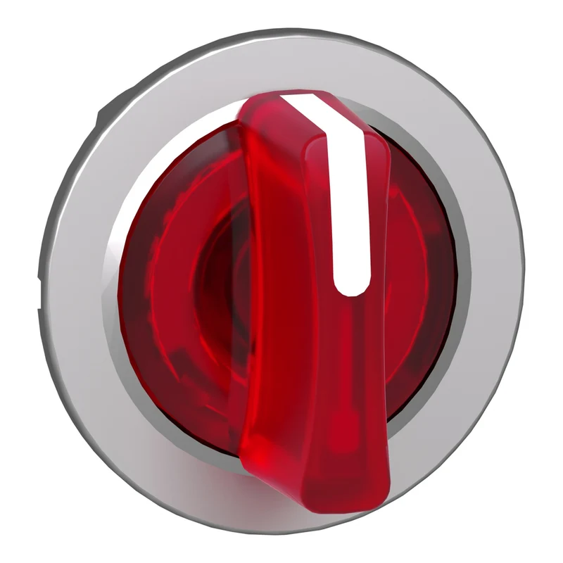 Head For Illuminated Selector Switch, Harmony XB4, Metal, Red Handle, 30mm, Universal LED, 3 Positions, Right To Center