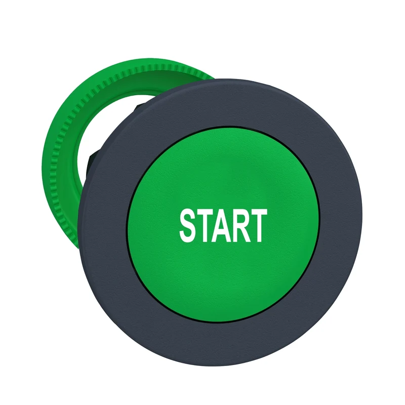 Flush Mounted Projecting Push Button Head, Harmony XB5, Plastic, Green, 30mm, Spring Return, Marked START