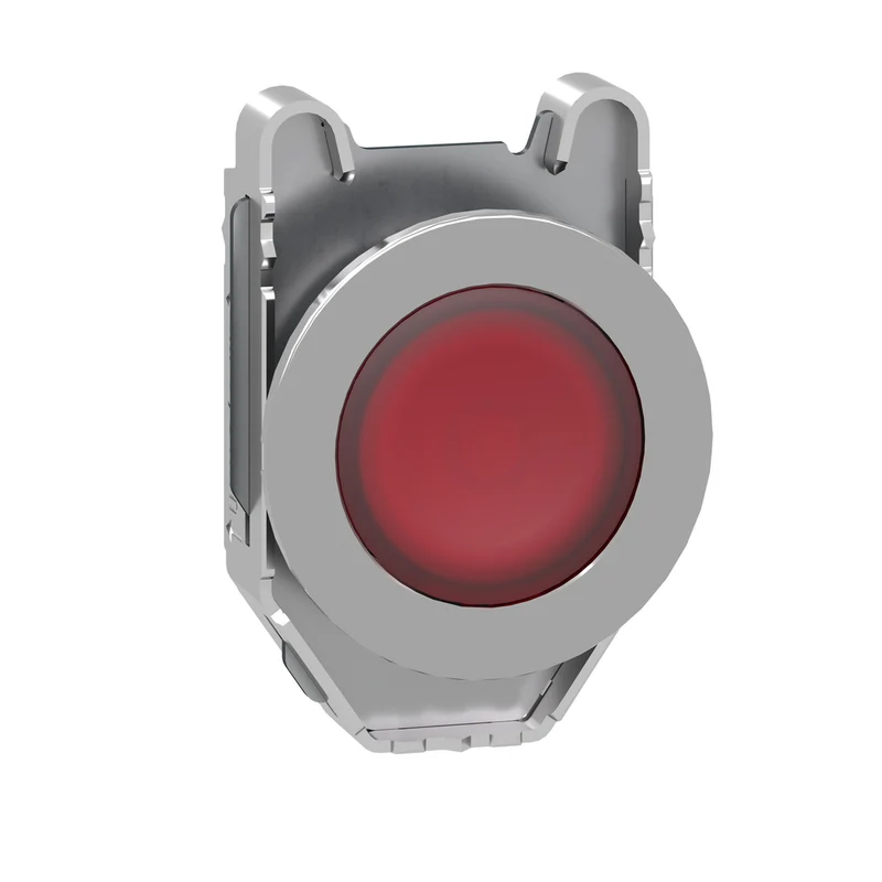 Head For Pilot Light, Harmony XB4, Flush Mounted, Red, 30mm, With Plain Lens, Universal LED