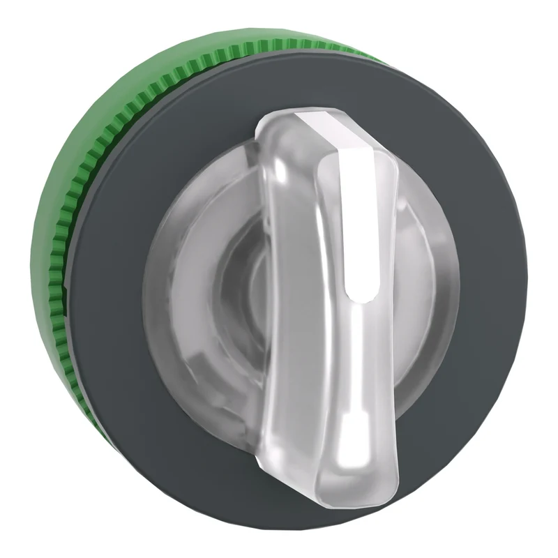 Head For Illuminated Selector Switch, Harmony XB5, Plastic, White Handle, Universal LED, 3 Positions, To Center