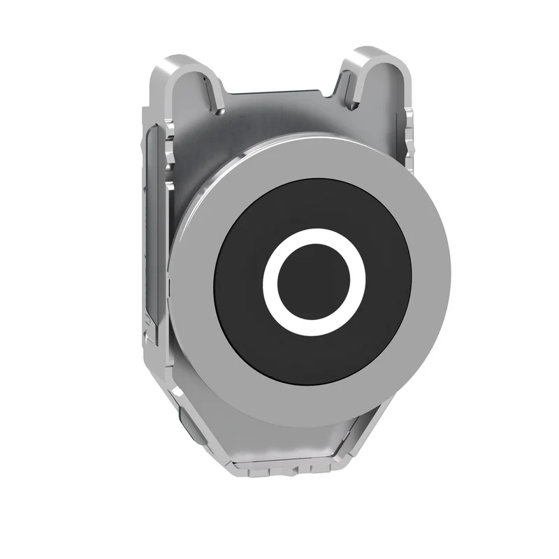 Head For Non Illuminated Push Button, Harmony XB4, Flush Mounted Black Flush Caps Pushbutton White Marked "O"