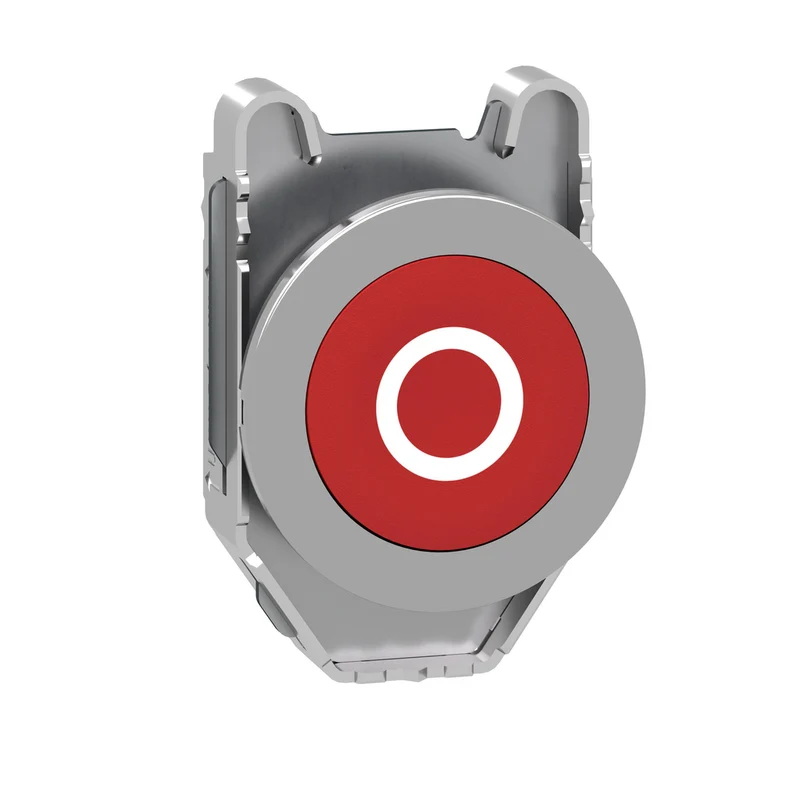 Head For Non Illuminated Push Button, Harmony XB4, Flush Mounted Red Flush Caps Pushbutton White Marked "O"