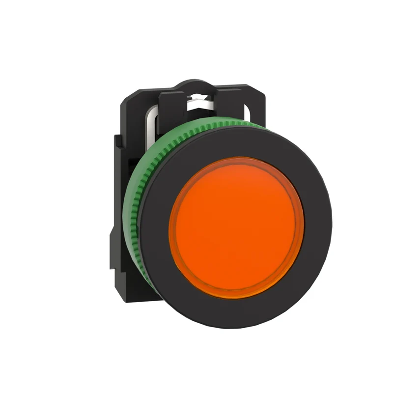 Pilot Light, Harmony XB5, Grey Plastic, Orange Flush Mounted, 30mm, Universal LED, 110...120V AC