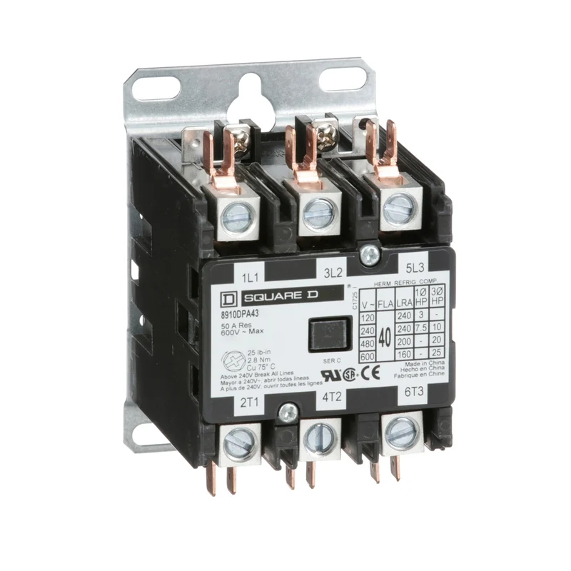 Contactor, Definite Purpose, 40A, 3 Pole, 25HP At 575VAC, 3 Phase, 380VAC 50Hz Coil, Open
