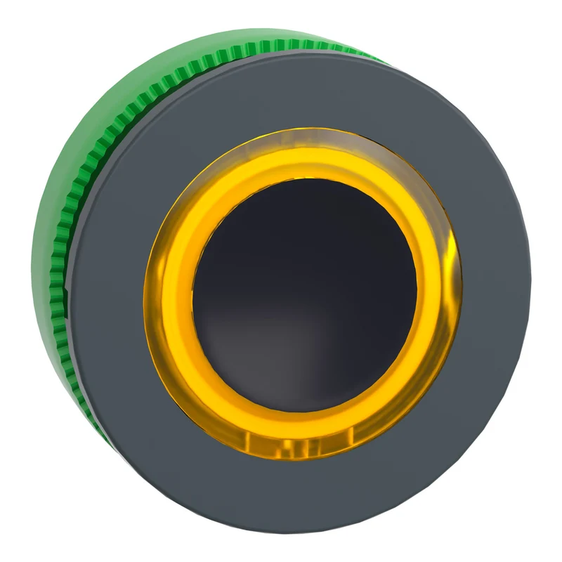 Head For Illuminated Push Button, Harmony XB5, Plastic, Yellow Flush Mounted, 30mm, Universal LED, Illuminated Ring