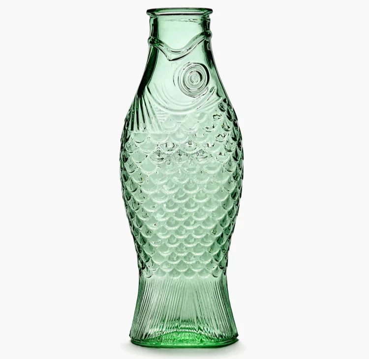 Carafe poisson en verre vert clair par Paola Navone - Serax