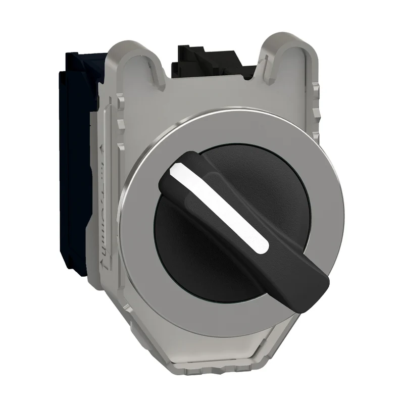Selector Switch Flush Mounted, Harmony XB4, Metal, Black, 30mm, 2 Positions, Stay Put, 1NO+1NC