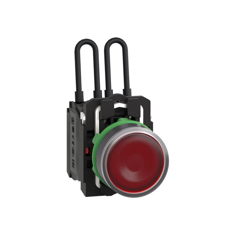 Push To Test Pilot Light, Harmony XB5, Universal LED, Red, Plastic, 22mm, 110...120V