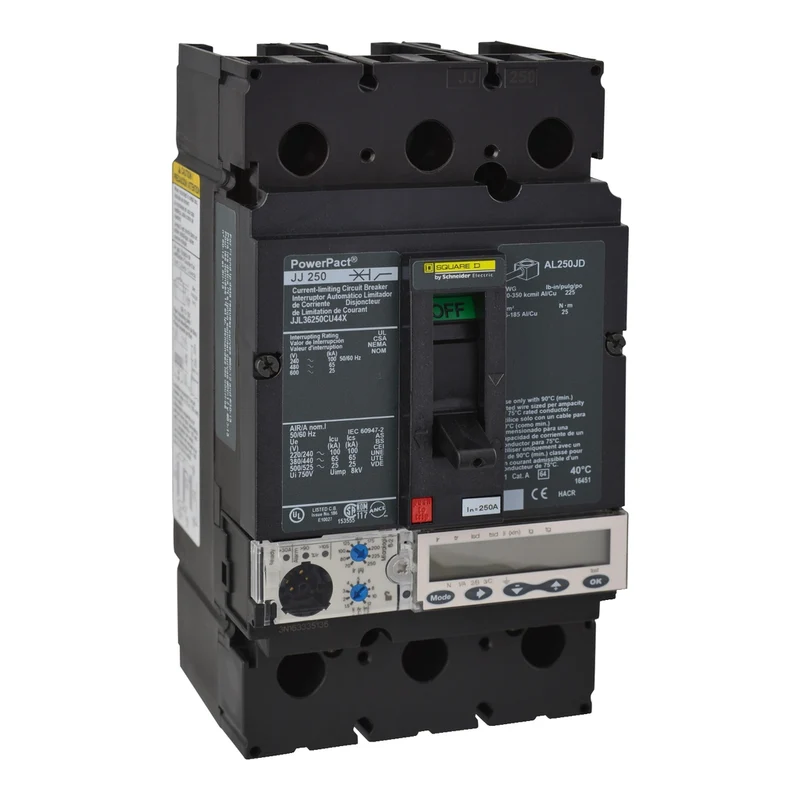 Circuit Breaker, PowerPacT J, 250A, 3 Pole, 600VAC, 25kA, Lugs, Micrologic 6.2A, 100%