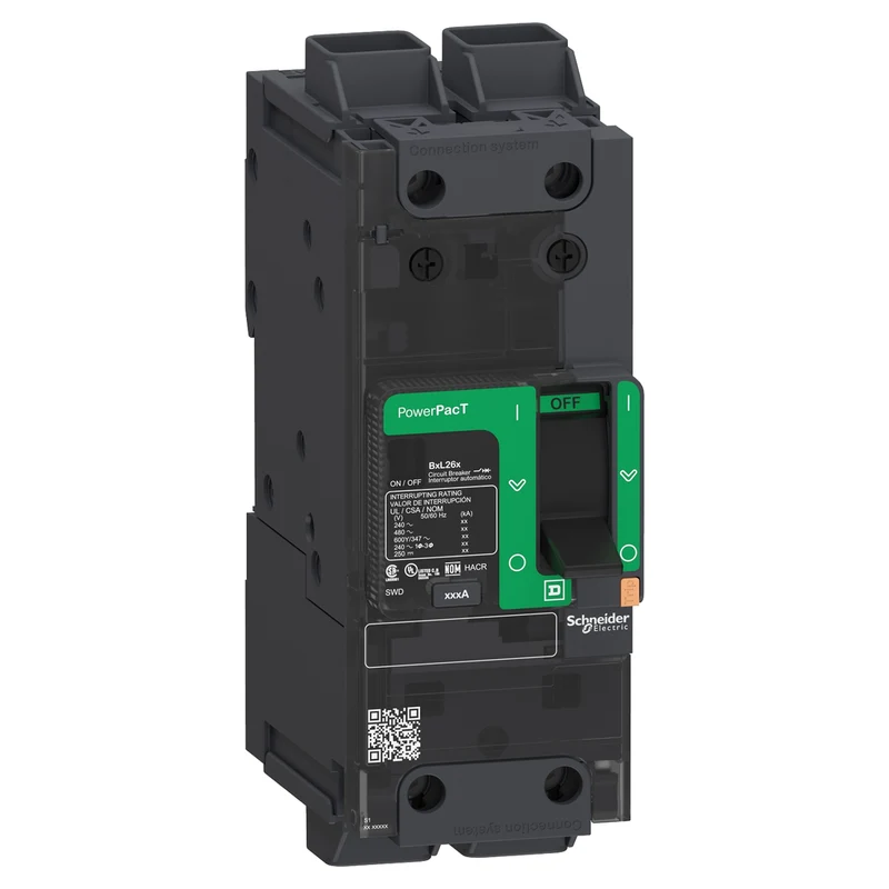 Circuit Breaker, PowerPacT B, 50A, 2 Pole, 600Y/347VAC, 25kA, Lugs, Thermal Magnetic, 80%