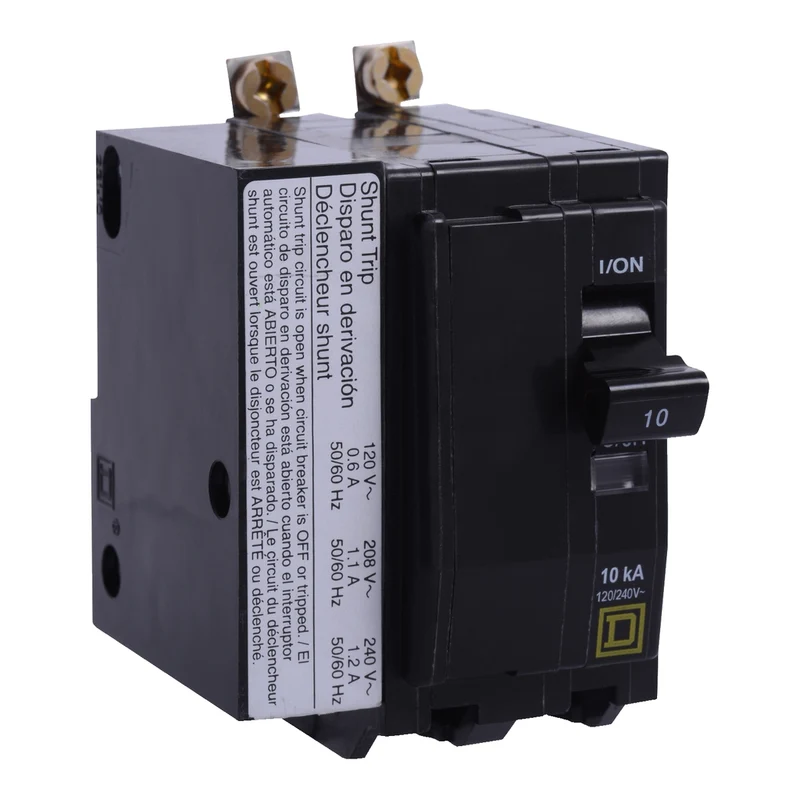 Mini Circuit Breaker, QO, 25A, 2 Pole, 120/240VAC, 10kA, Bolt On, AC Shunt