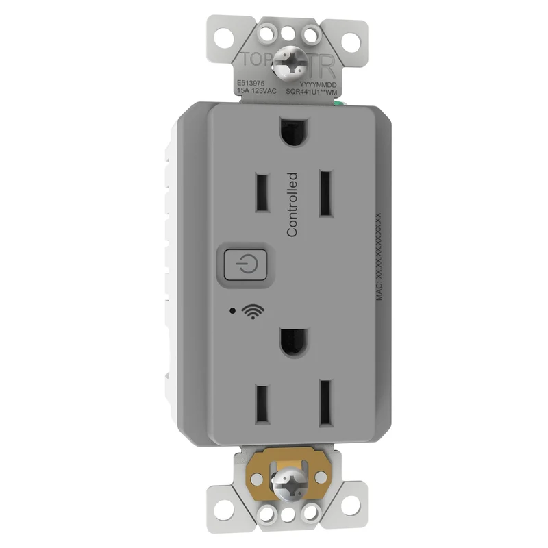 Receptacle, X Series, 15A, Decorator, WiFi, Matter, Grey