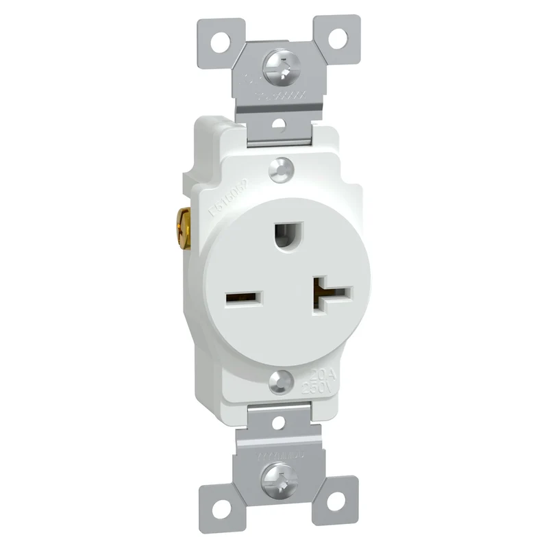 Socket-Outlet, X Series, 20A, 250V, Standard, Single, Residential, White, Matte Finish
