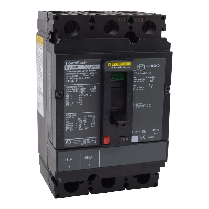 Circuit Breaker, PowerPacT H, 80A, 3 Pole, 600VAC, 25kA, Busbar, Thermal Magnetic, 80%