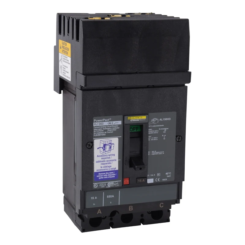 Circuit Breaker, PowerPacT H, 125A, 3 Pole, 600VAC, 25kA, I-Line, Thermal Magnetic, 80%, Shunt, ABC