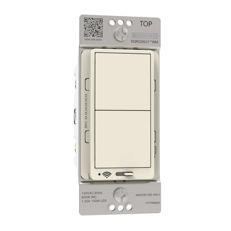 Dimmer, X Series, Rocker, 600W, Single Pole, 3 Way, WiFi , Matter, Light Almond