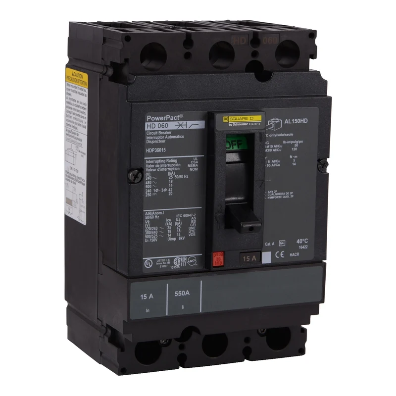 Circuit Breaker, PowerPacT H, 125A, 3 Pole, 600VAC, 14kA, Lugs, Thermal Magnetic, 80%