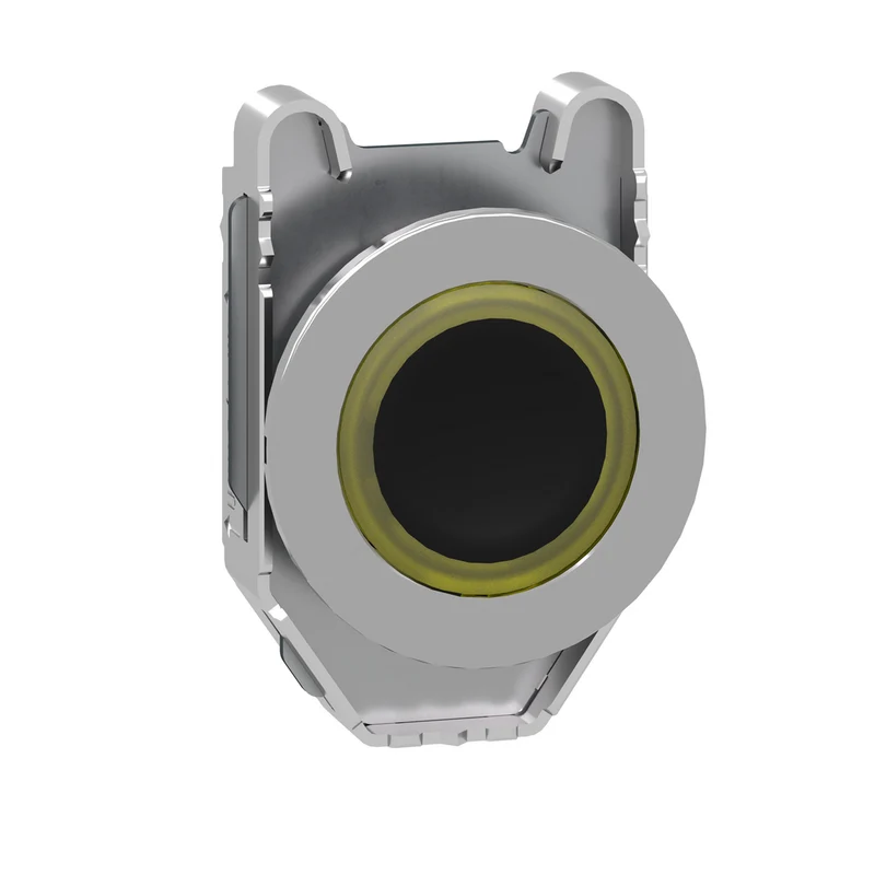 Head For Illuminated Push Button, Harmony XB4, Metal, Yellow Flush Mounted, 30mm, Universal LED, Illuminated Ring