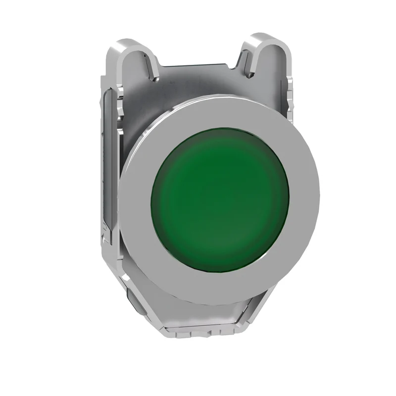 Head For Pilot Light, Harmony XB4, Flush Mounted, Green, 30mm, With Plain Lens, Universal LED