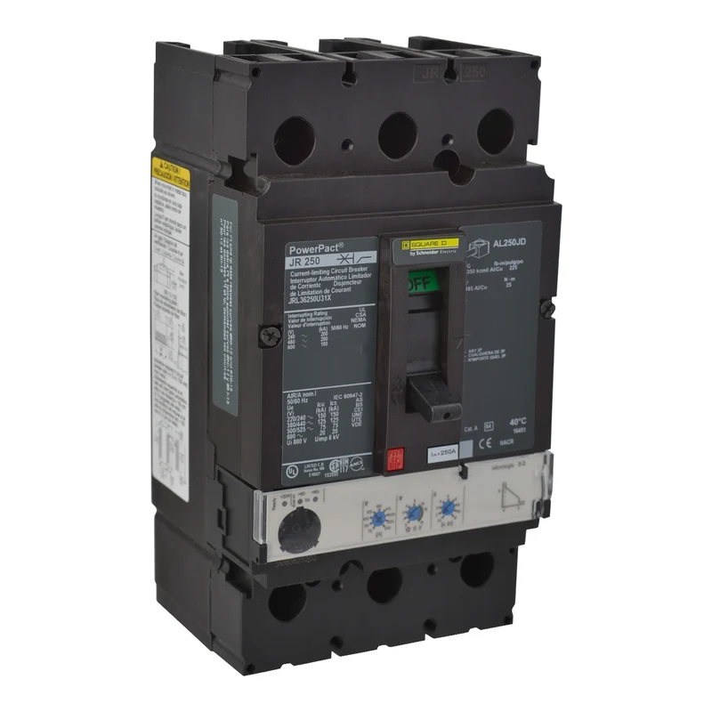 Circuit Breaker, PowerPacT J, 250A, 3 Pole, 600VAC, 100kA, Lugs, Thermal Magnetic, 80%