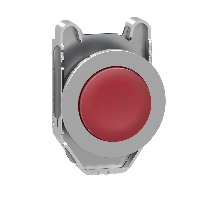 Head For Illuminated Push Button, Harmony XB4, Plastic, Red Projecting, 30mm, Universal LED, Spring Return, Plain Lens
