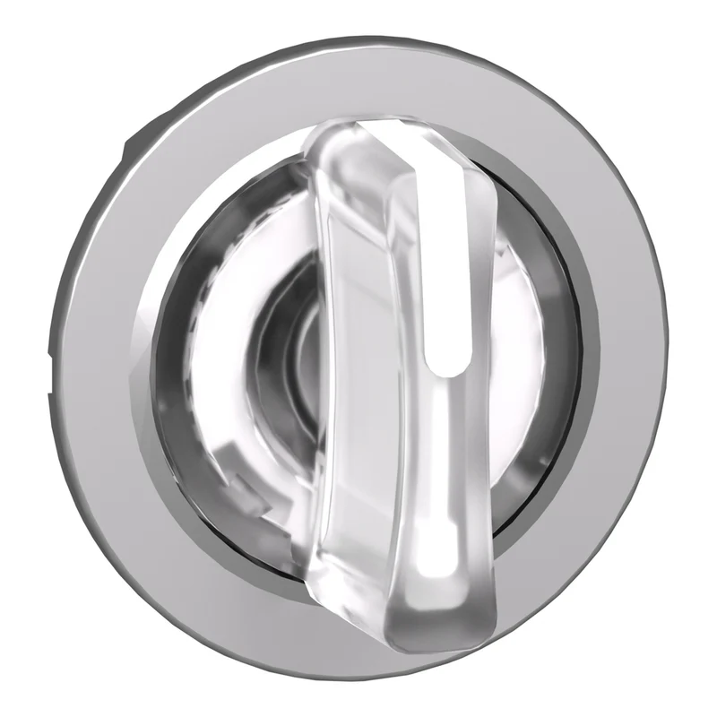 Head For Illuminated Selector Switch, Harmony XB4, Universal LED, White Handle, Flush, 30mm, 3 Positions, Spring Return