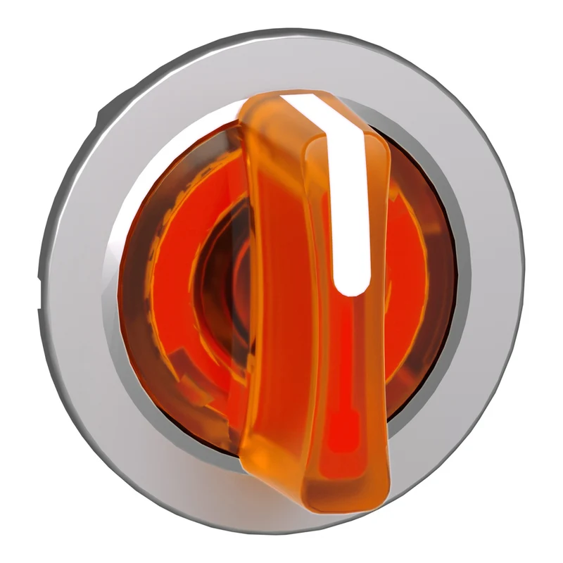 Head For Illuminated Selector Switch, Harmony XB4, Metal, Orange Handle, 30mm, Universal LED, 3 Positions, Right To Center