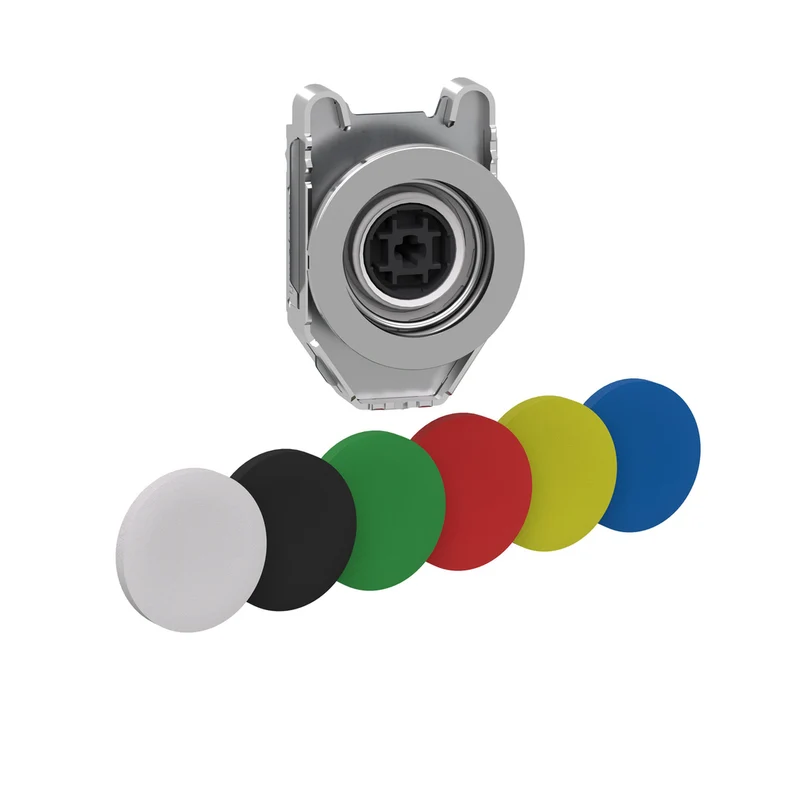 Head For Illuminated Push Button, Harmony XB4, Metal, Set Of 6 Colours, Flush Caps, 30mm, Spring Return, Unmarked