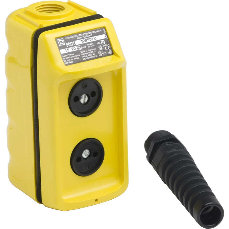 PUSHBUTTON 2-UNIT PENDANT WITH STRAIN RELIEF YELLOW