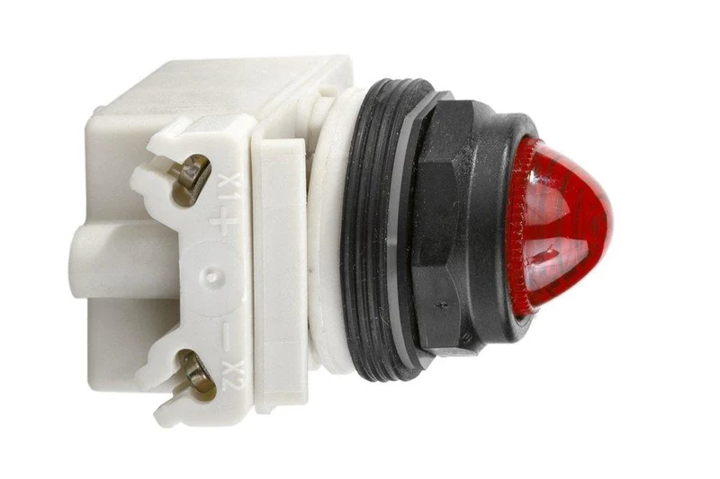PILOT LIGHT OCTAGONAL 30MM RED LED 120V