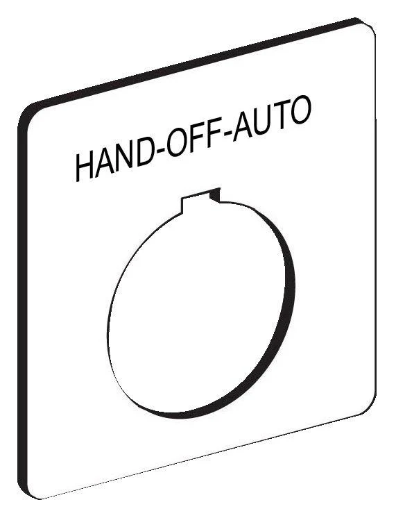 NAMEPLATE HAND-OFF-AUTO 30MM PUSHBUTTON BLACK ON WHITE