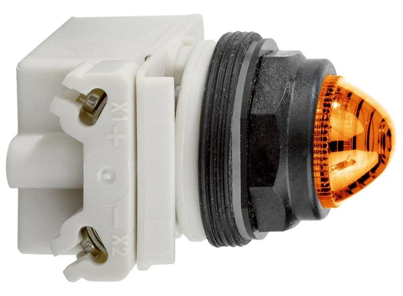 PILOT LIGHT OCTAGONAL 30MM AMBER LED 120V